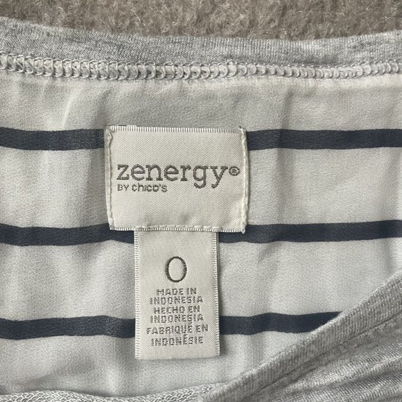 Chico's Zenergy Shirt Womens 0 (Small) Grey Sheer Cuffs and Hem Tunic Length Top - Picture 4 of 8